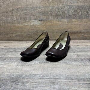 Kenneth Cole Courts Brown Leather Wedge Heel Slip On Shoe Women's Size 11